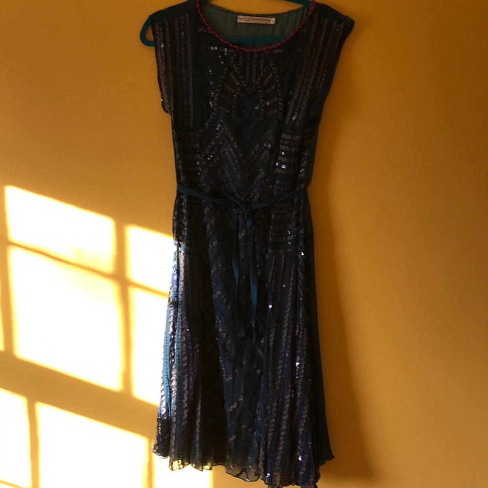 Embellished aqua sequined dress